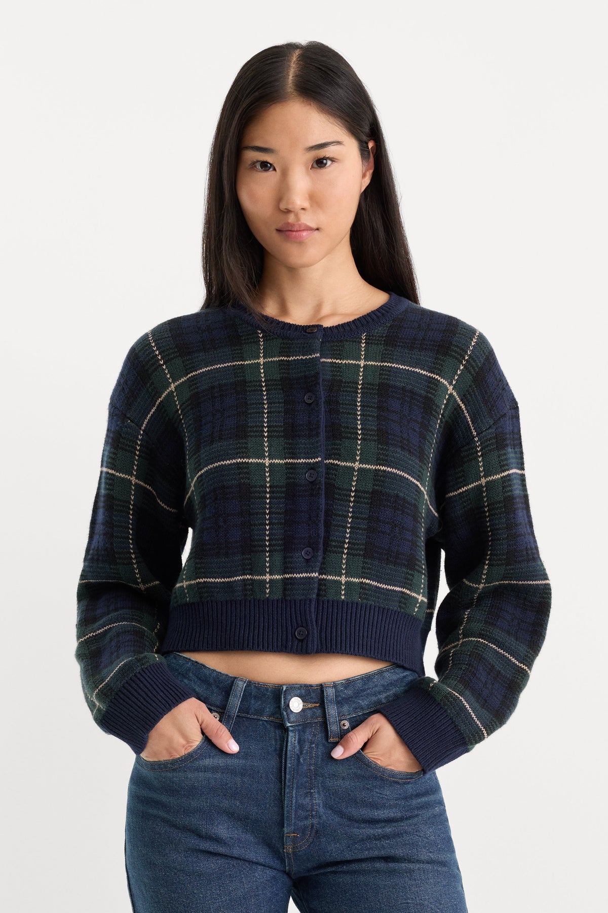 Luxury THE JACQUARD CARDIGAN FOREST PLAID
