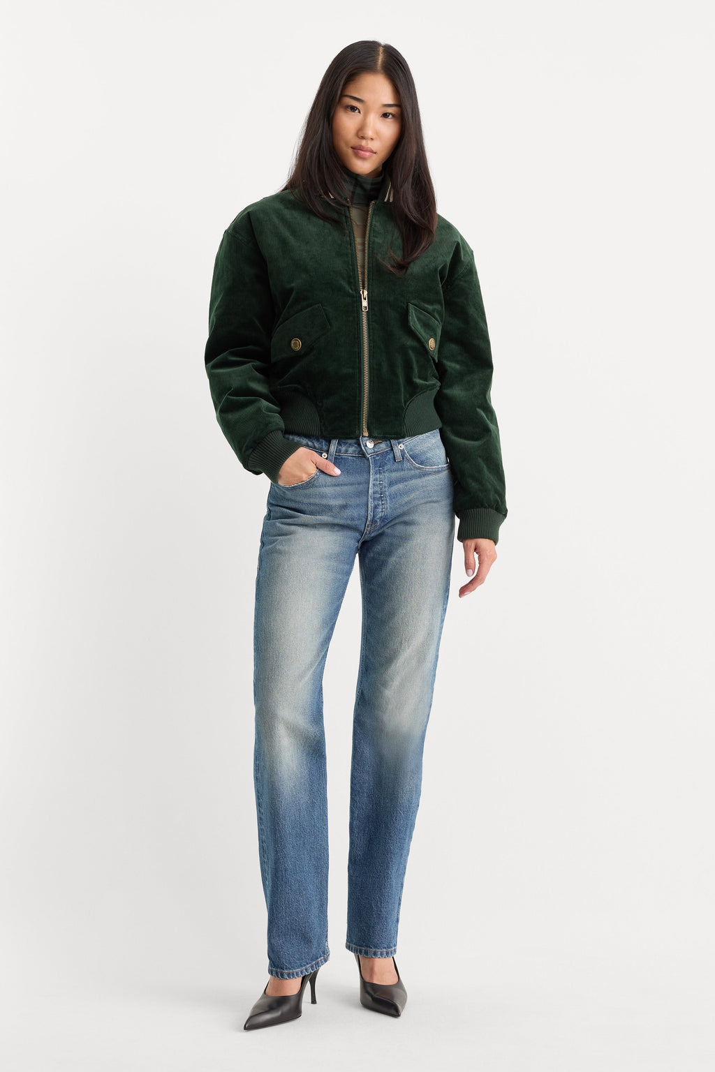 Luxury THE CORD VARSITY JACKET FOREST GREEN