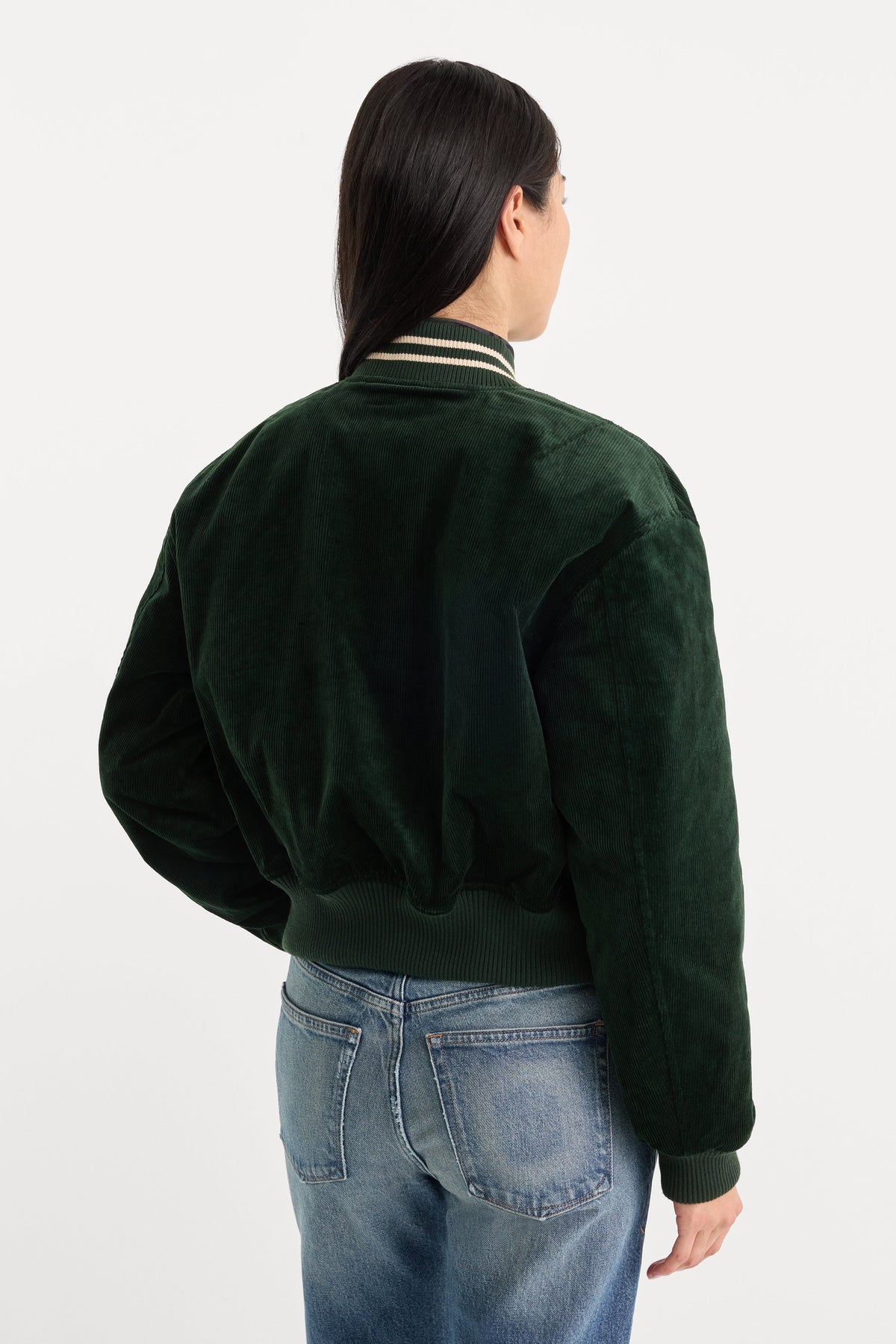 Luxury THE CORD VARSITY JACKET FOREST GREEN