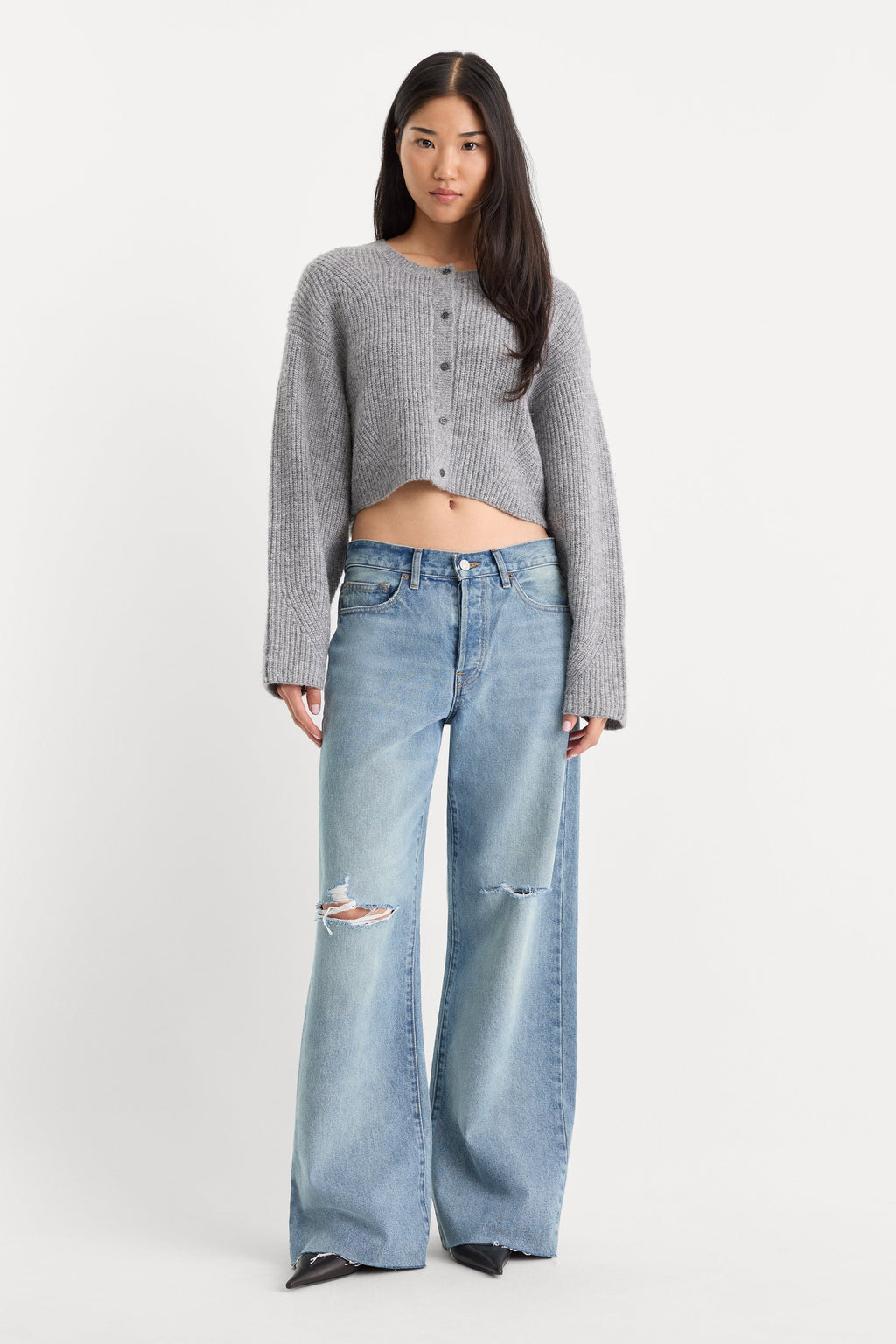Luxury THE CHUNKY KNIT CARDIGAN HEATHER GREY