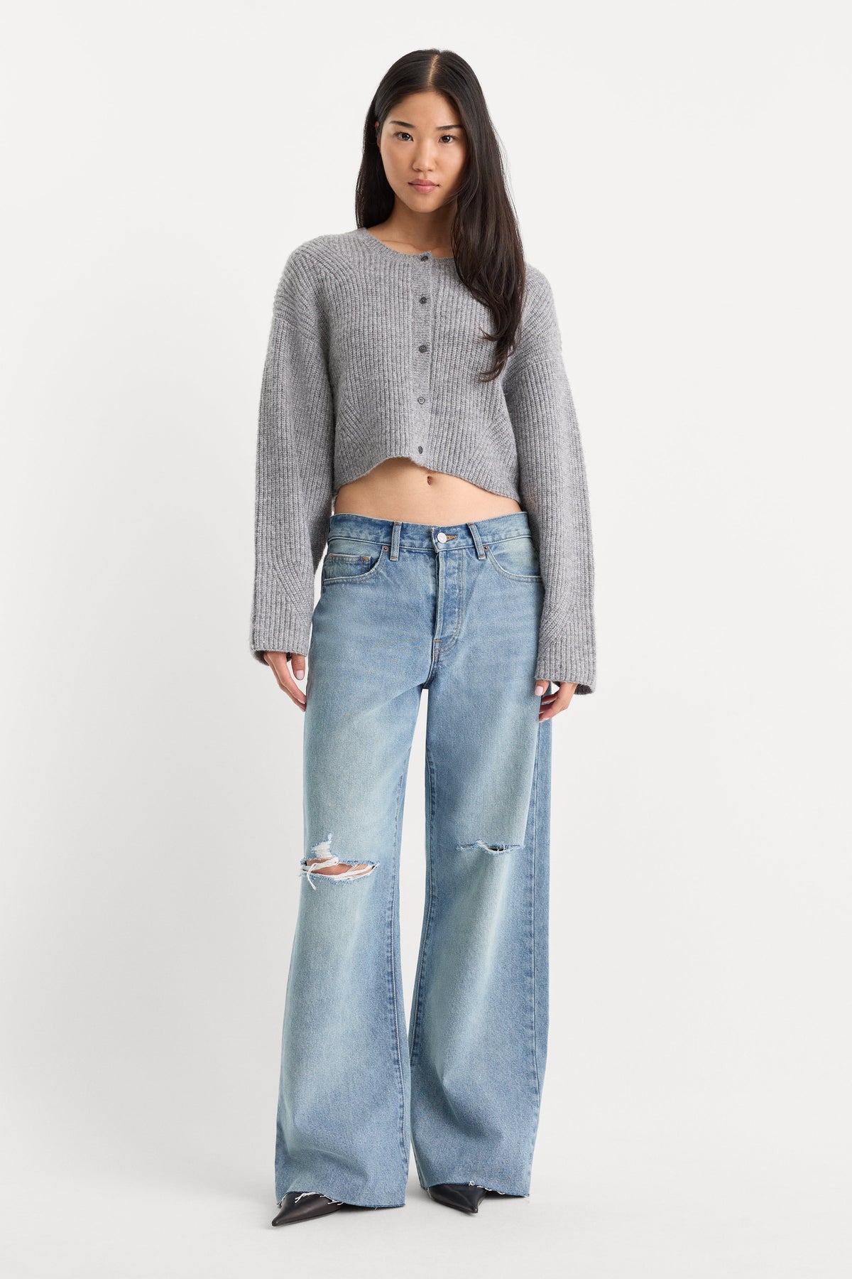 Luxury THE CHUNKY KNIT CARDIGAN HEATHER GREY