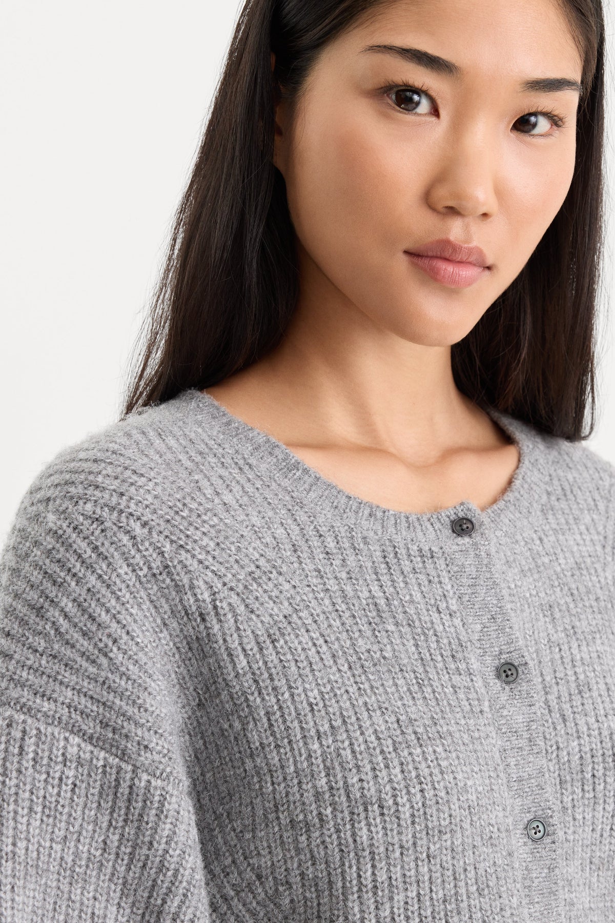 Luxury THE CHUNKY KNIT CARDIGAN HEATHER GREY