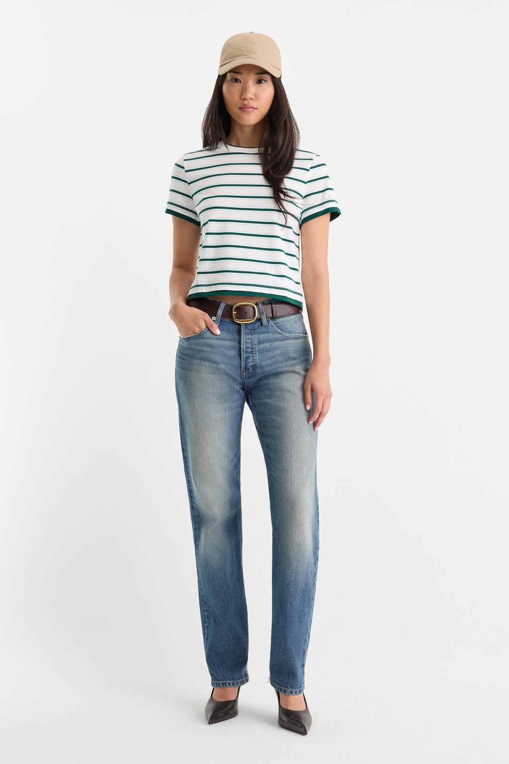 Luxury THE LAYERED TEE FOREST MULTI STRIPE