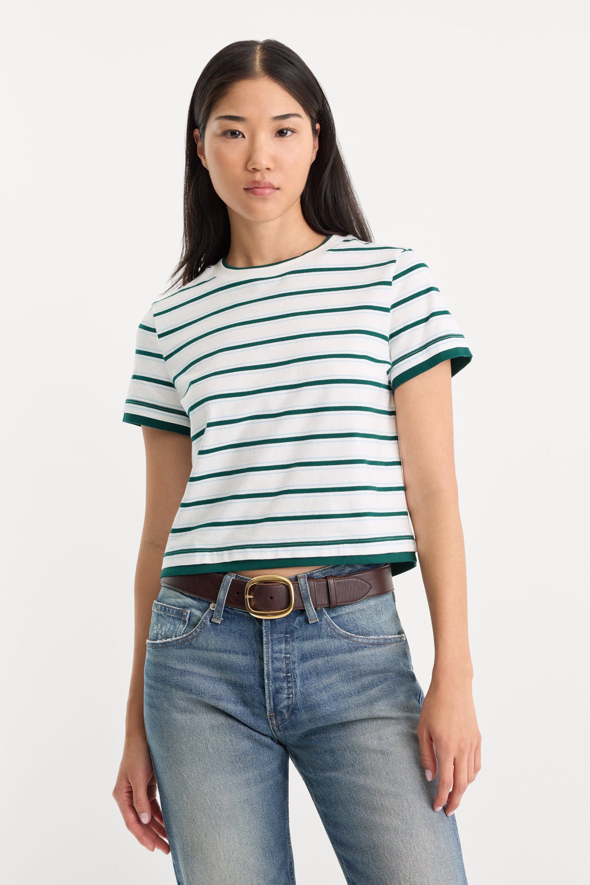 Luxury THE LAYERED TEE FOREST MULTI STRIPE