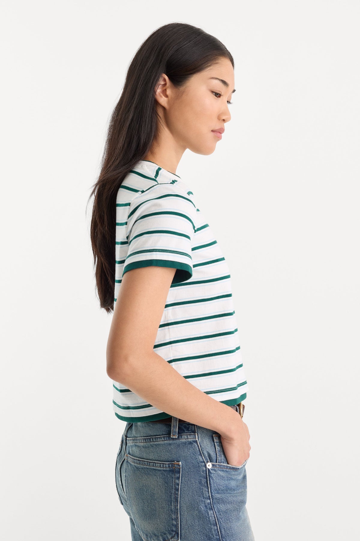 Luxury THE LAYERED TEE FOREST MULTI STRIPE