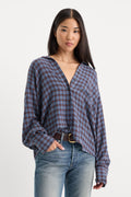 Luxury THE CRINKLE EASY SHIRT BLUE PLAID