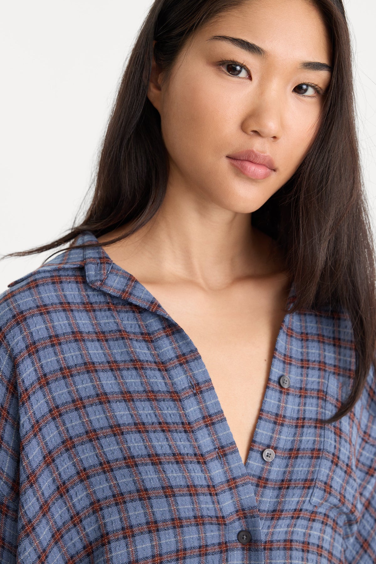 Luxury THE CRINKLE EASY SHIRT BLUE PLAID