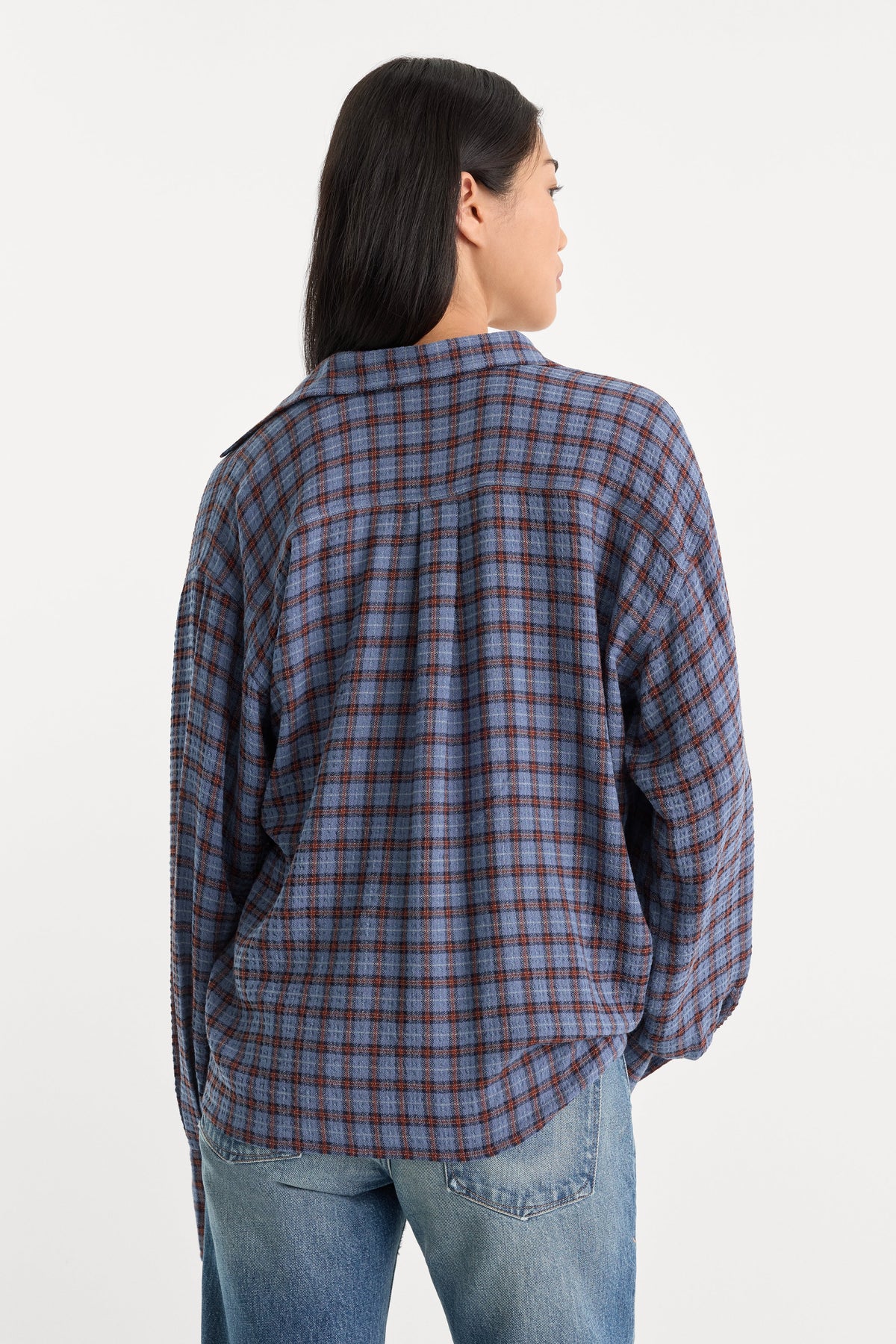 Luxury THE CRINKLE EASY SHIRT BLUE PLAID