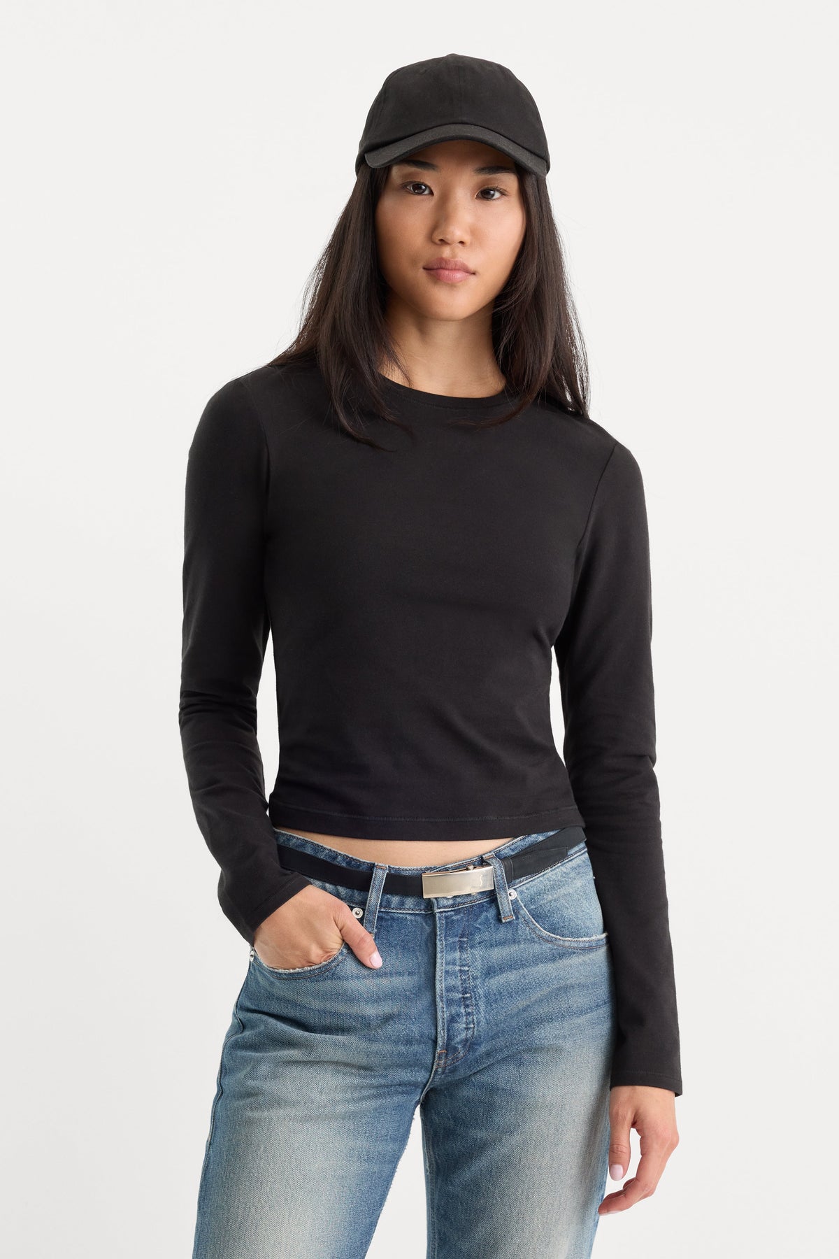 Luxury THE LONG SLEEVE BABY TEE BLACK