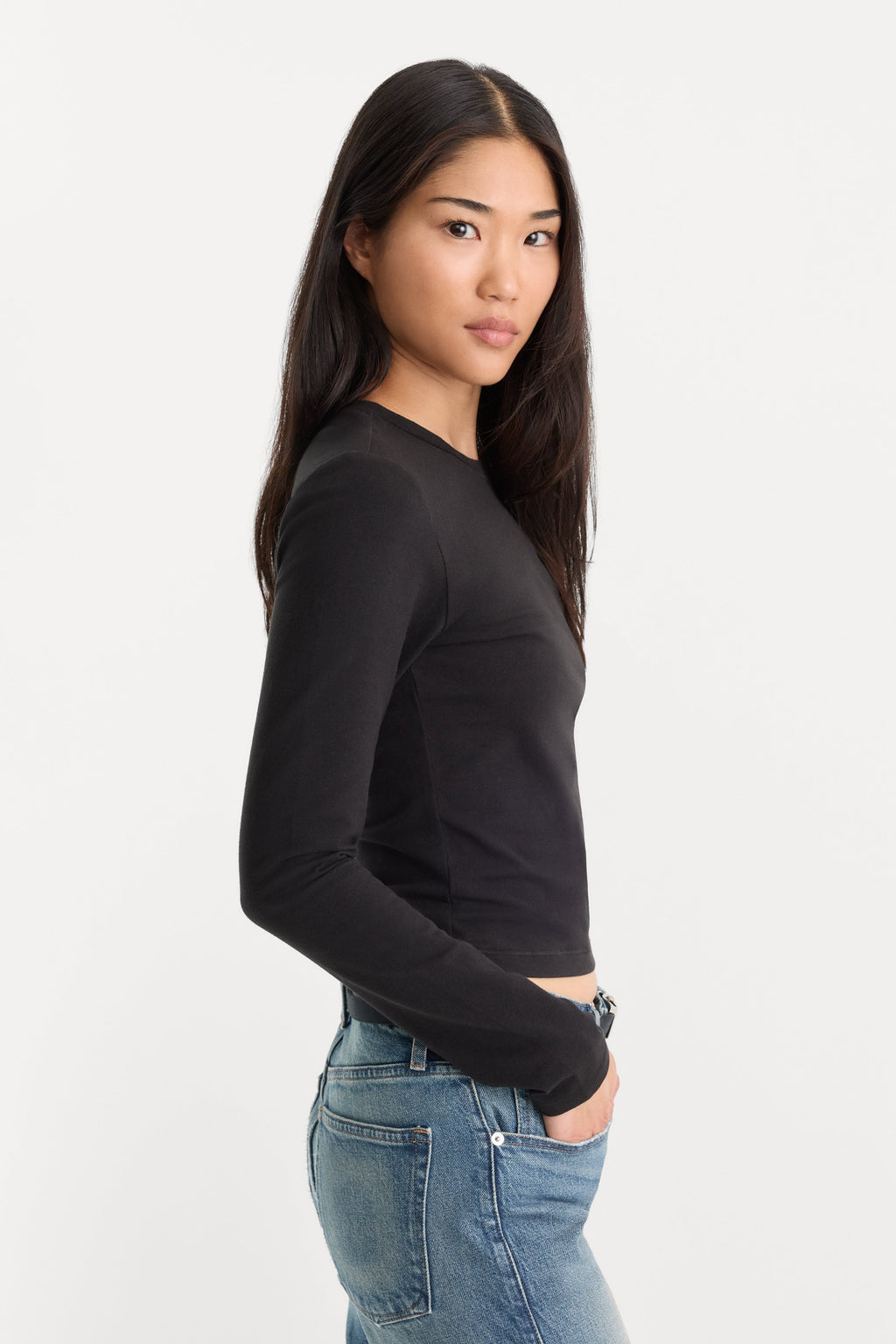 Luxury THE LONG SLEEVE BABY TEE BLACK
