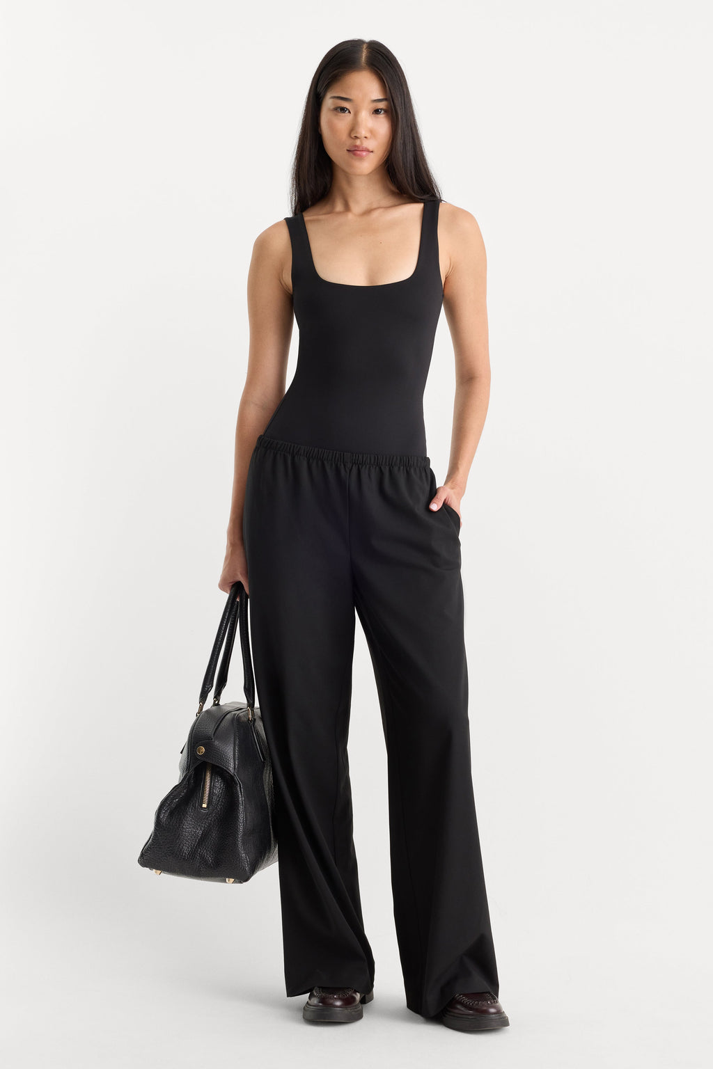 Luxury SCULPTING MODERN TANK BODYSUIT BLACK