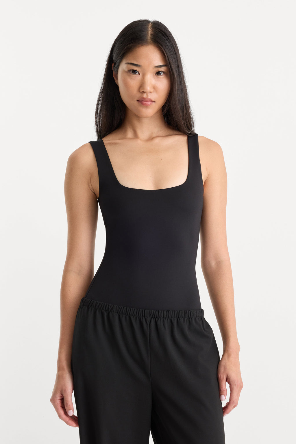 Luxury SCULPTING MODERN TANK BODYSUIT BLACK