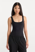 Luxury SCULPTING MODERN TANK BODYSUIT BLACK