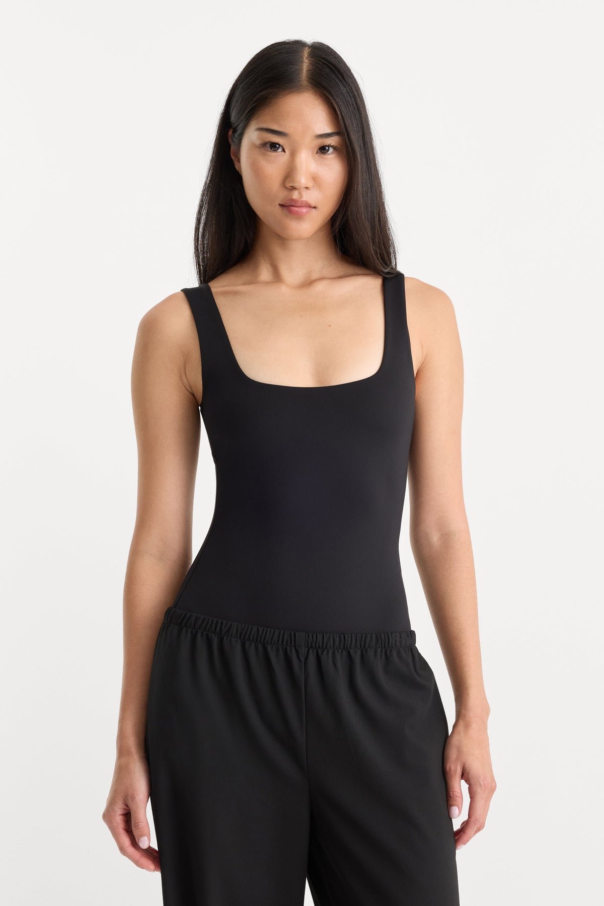 Luxury SCULPTING MODERN TANK BODYSUIT BLACK