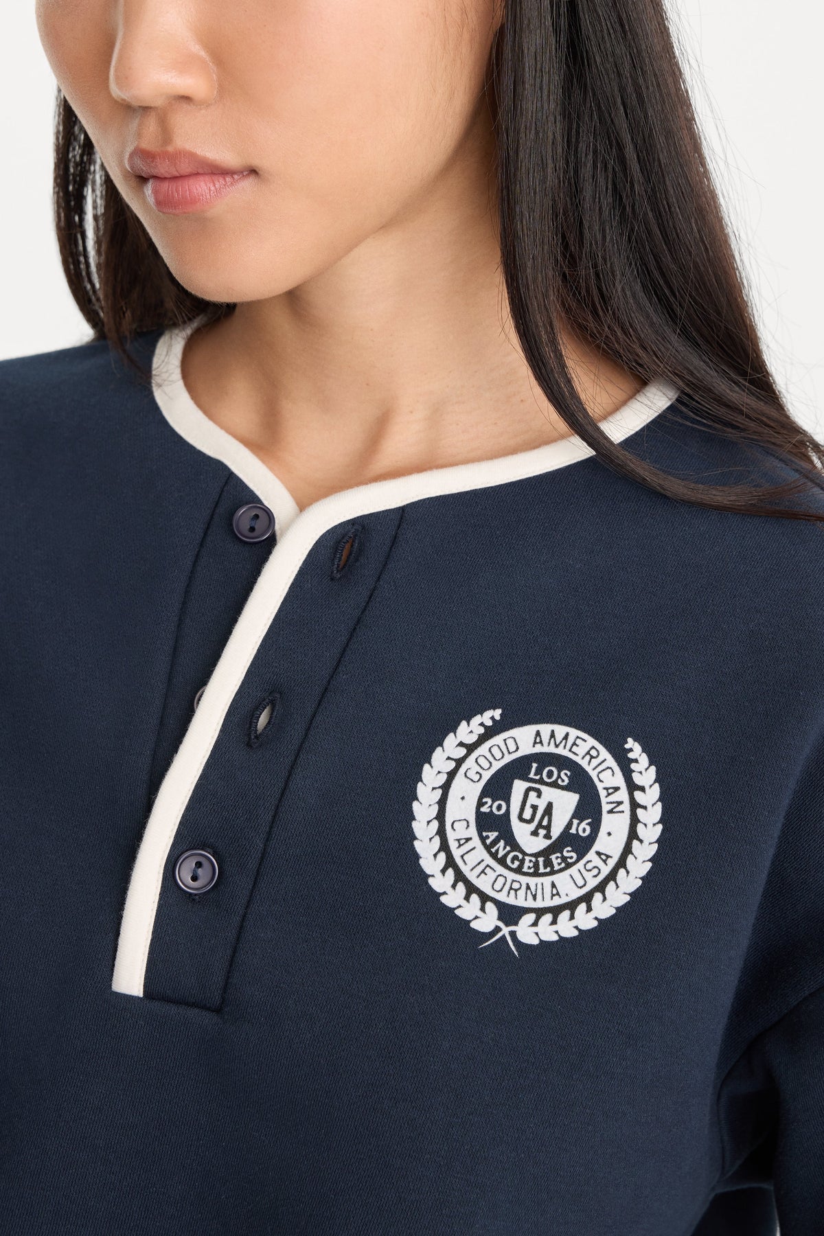 Luxury THE BRUSHED FLEECE HENLEY NEW NAVY