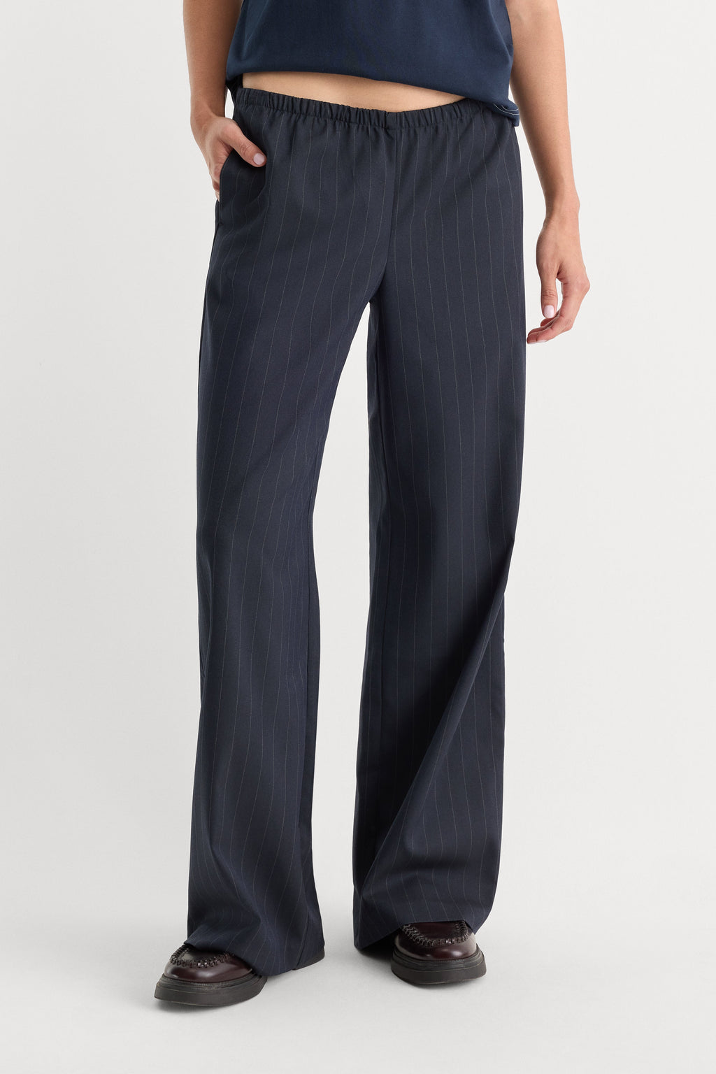 Luxury THE PINSTRIPE PULL ON TROUSER NAVY PINSTRIPE