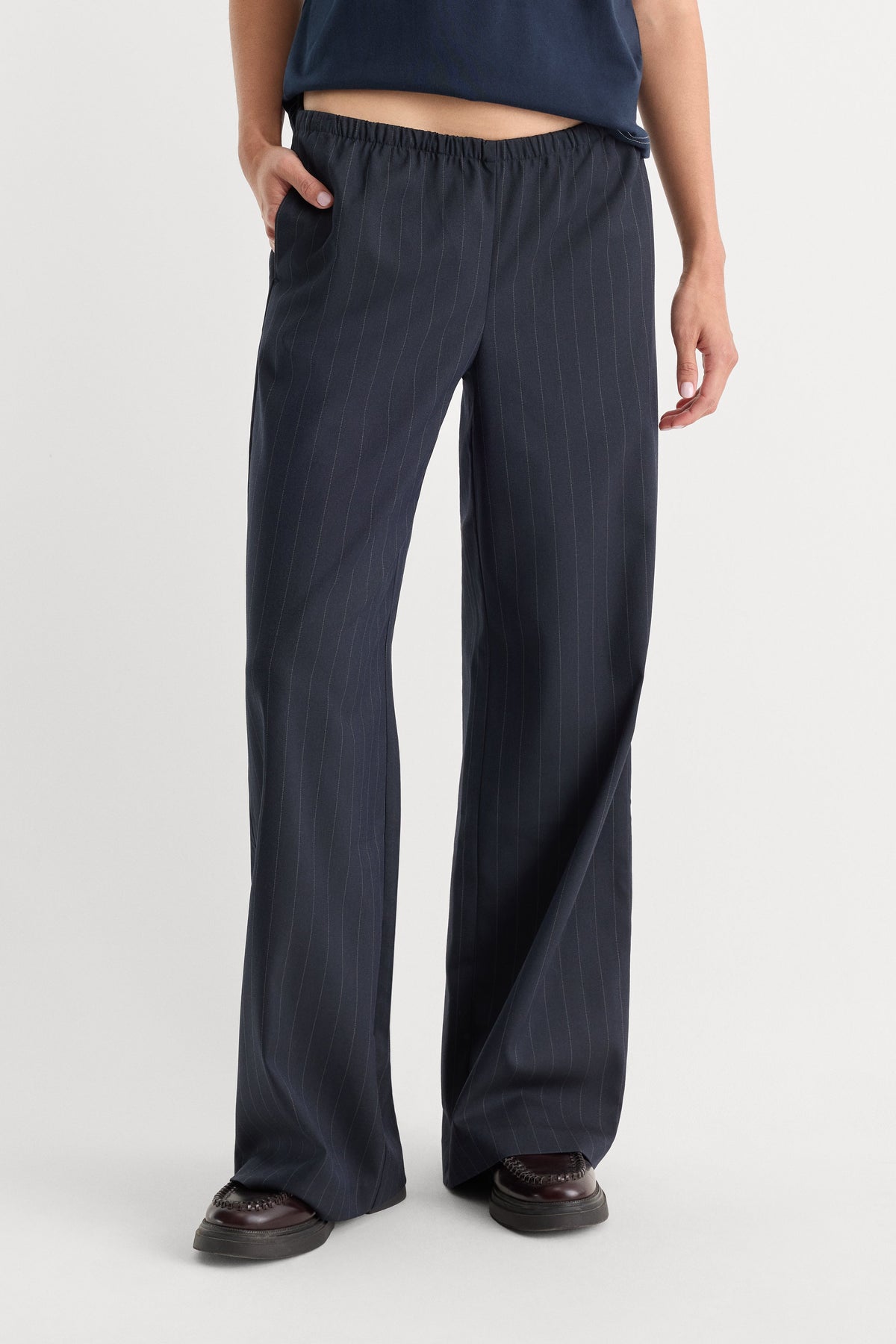 Luxury THE PINSTRIPE PULL ON TROUSER NAVY PINSTRIPE
