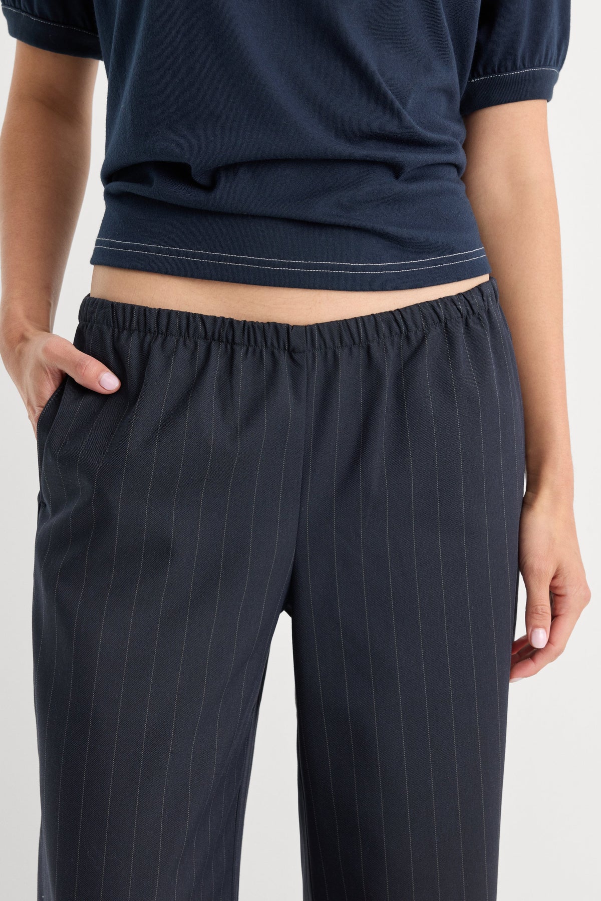 Luxury THE PINSTRIPE PULL ON TROUSER NAVY PINSTRIPE