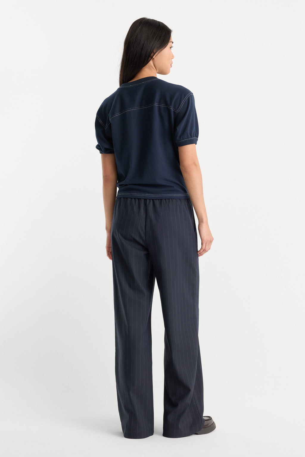 Luxury THE PINSTRIPE PULL ON TROUSER NAVY PINSTRIPE