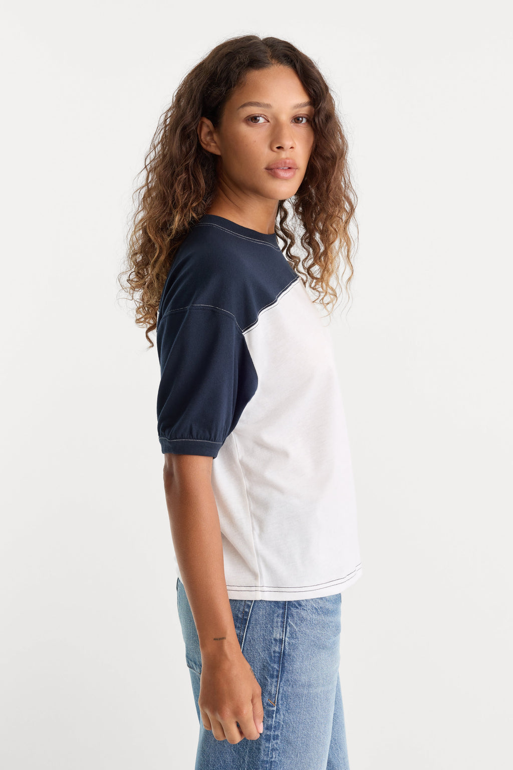 Luxury THE COLORBLOCK GYM TEE NAVY WITH CHALK