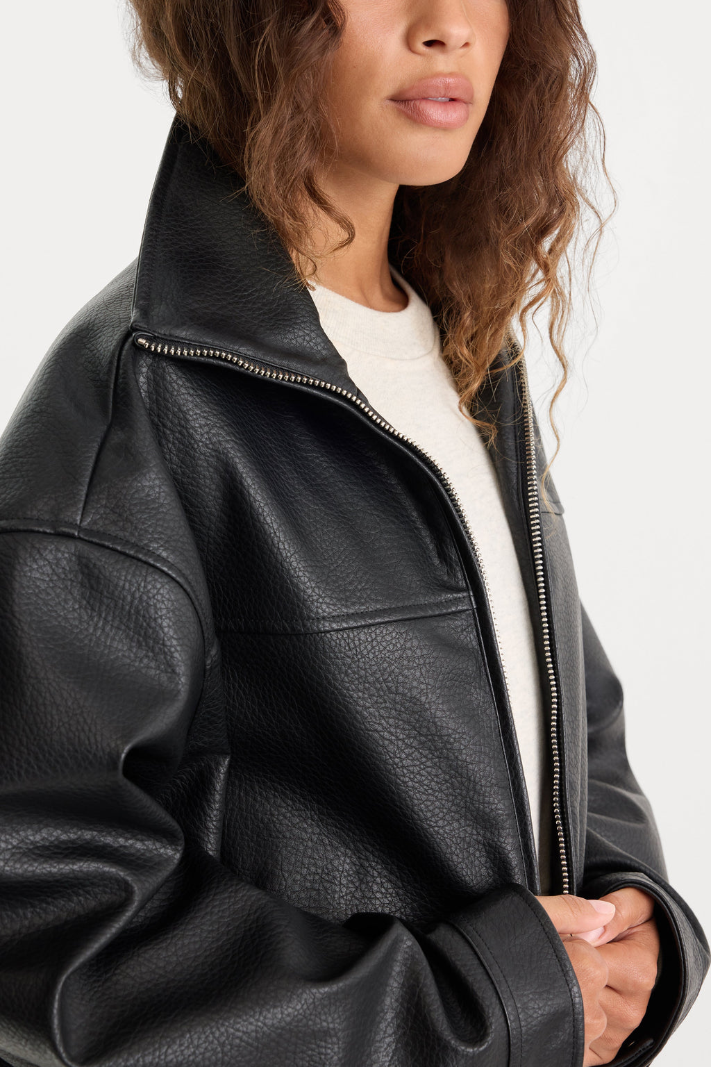 Luxury THE BETTER THAN LEATHER FUNNEL JACKET BLACK001