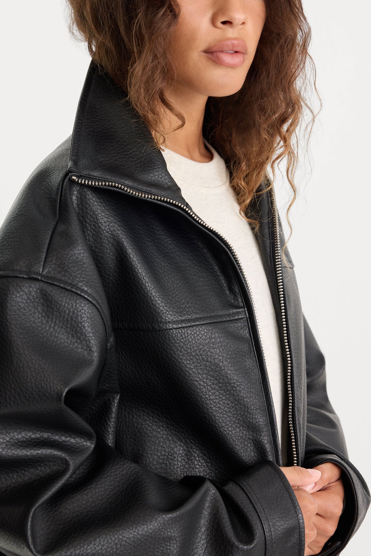 Luxury THE BETTER THAN LEATHER FUNNEL JACKET BLACK001
