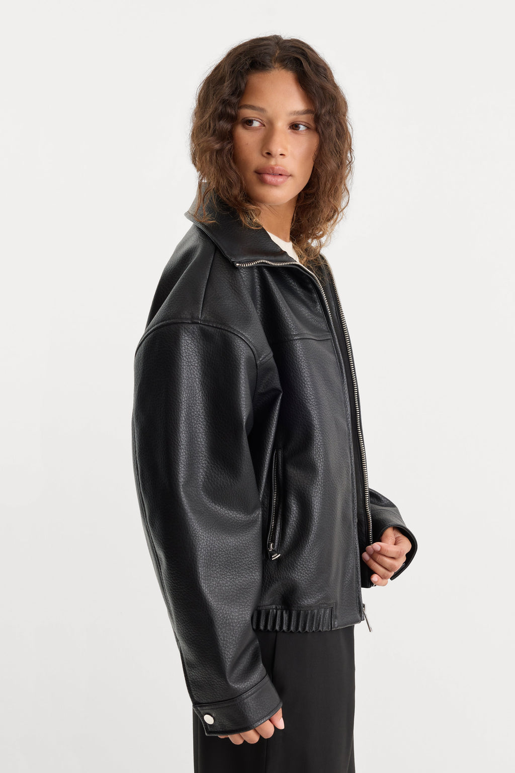 Luxury THE BETTER THAN LEATHER FUNNEL JACKET BLACK001