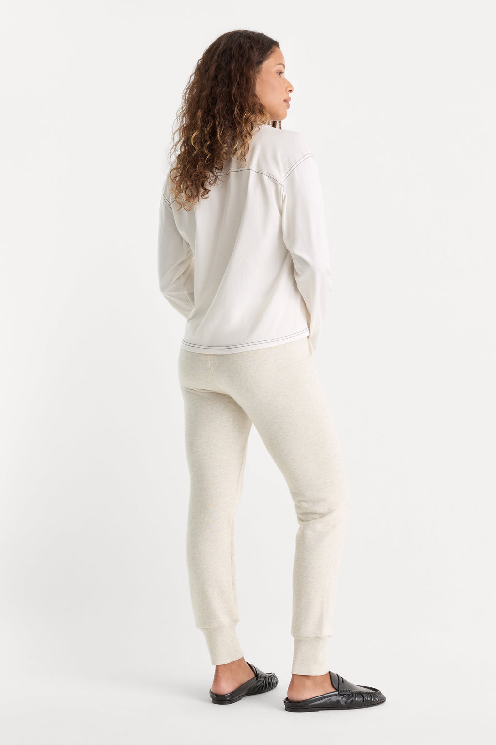 Luxury THE FRENCH TERRY BUTTON FRONT LEGGING OATMEAL HEATHER