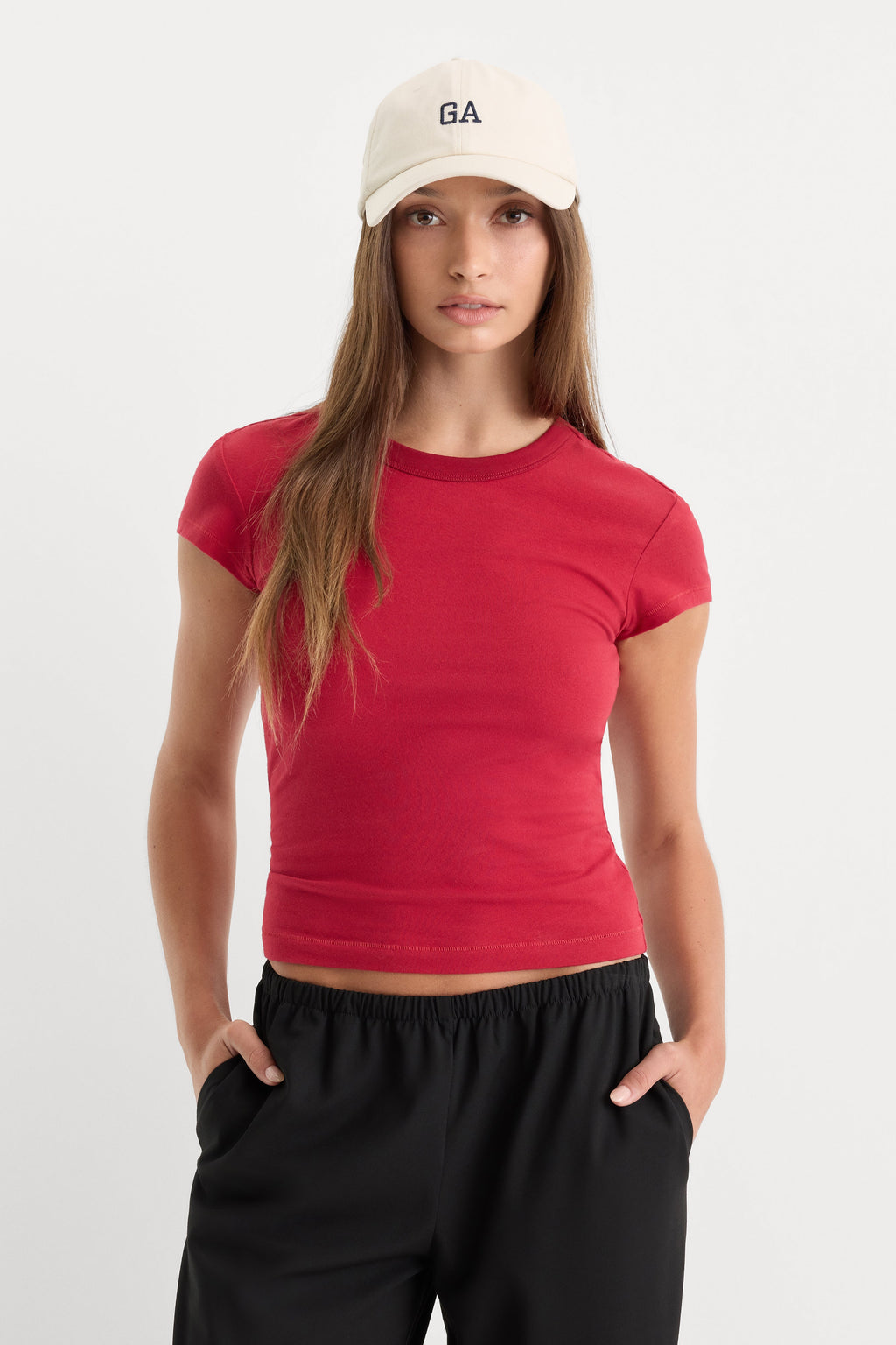 Luxury THE CAP SLEEVE TEE CARMINE