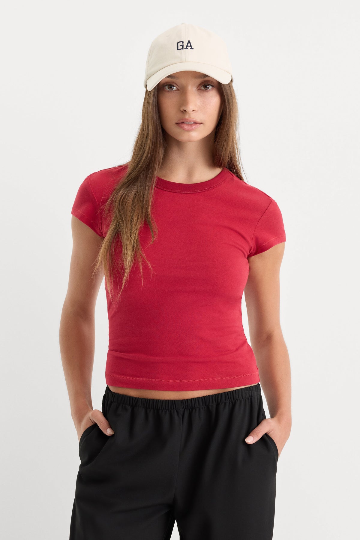 Luxury THE CAP SLEEVE TEE CARMINE