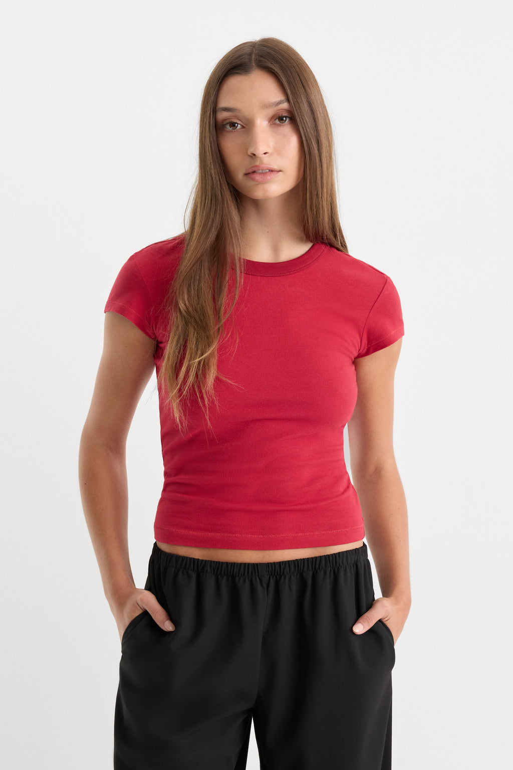 Luxury THE CAP SLEEVE TEE CARMINE