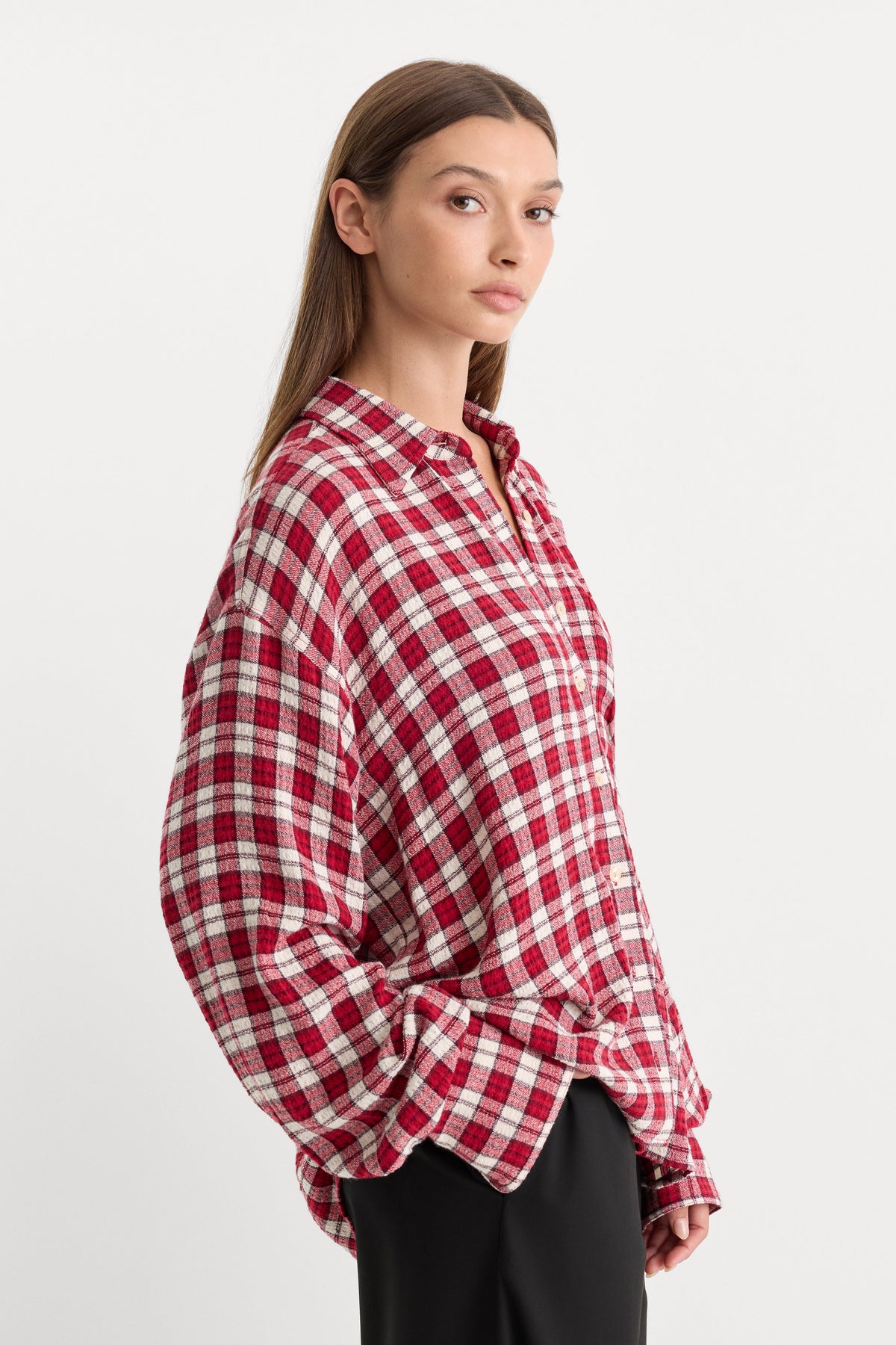 Luxury THE CRINKLE EASY SHIRT CARMINE PLAID