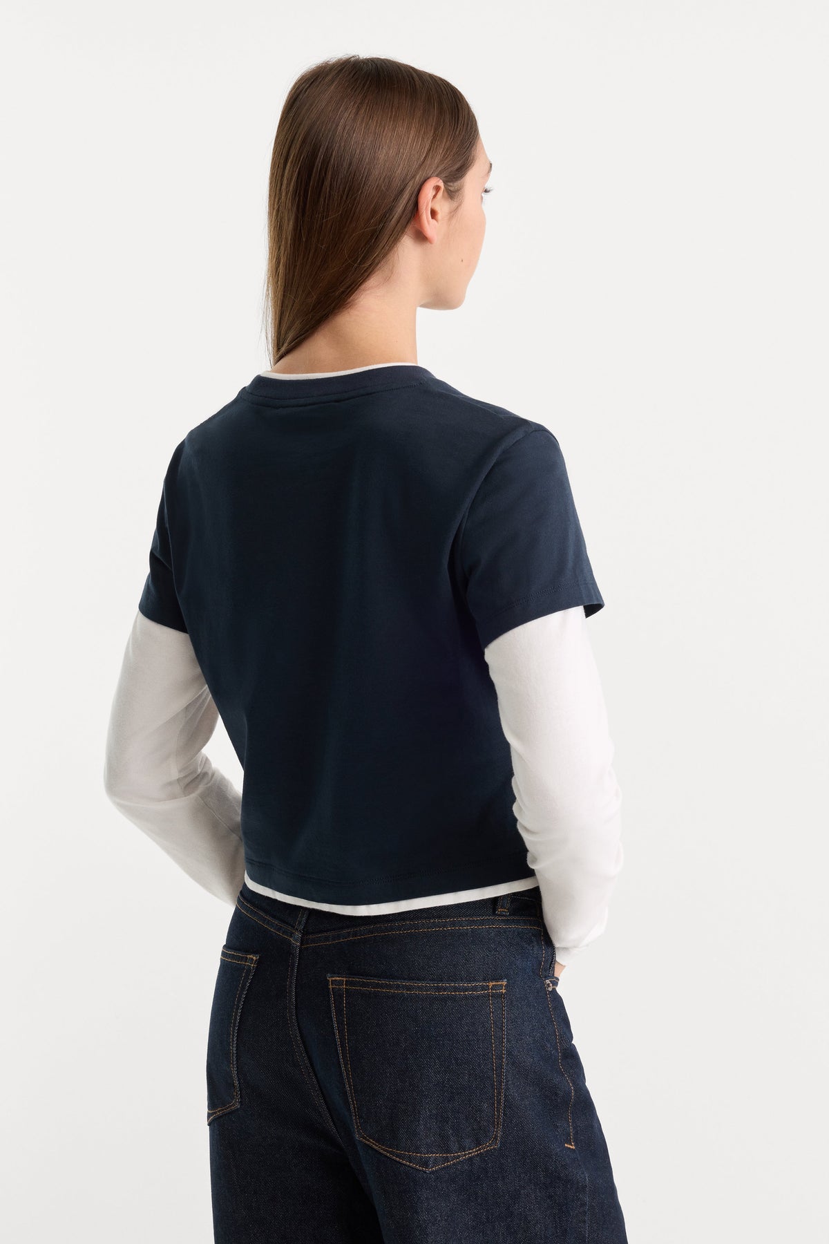 Luxury THE COMBO LAYERED TEE NAVY WITH CHALK