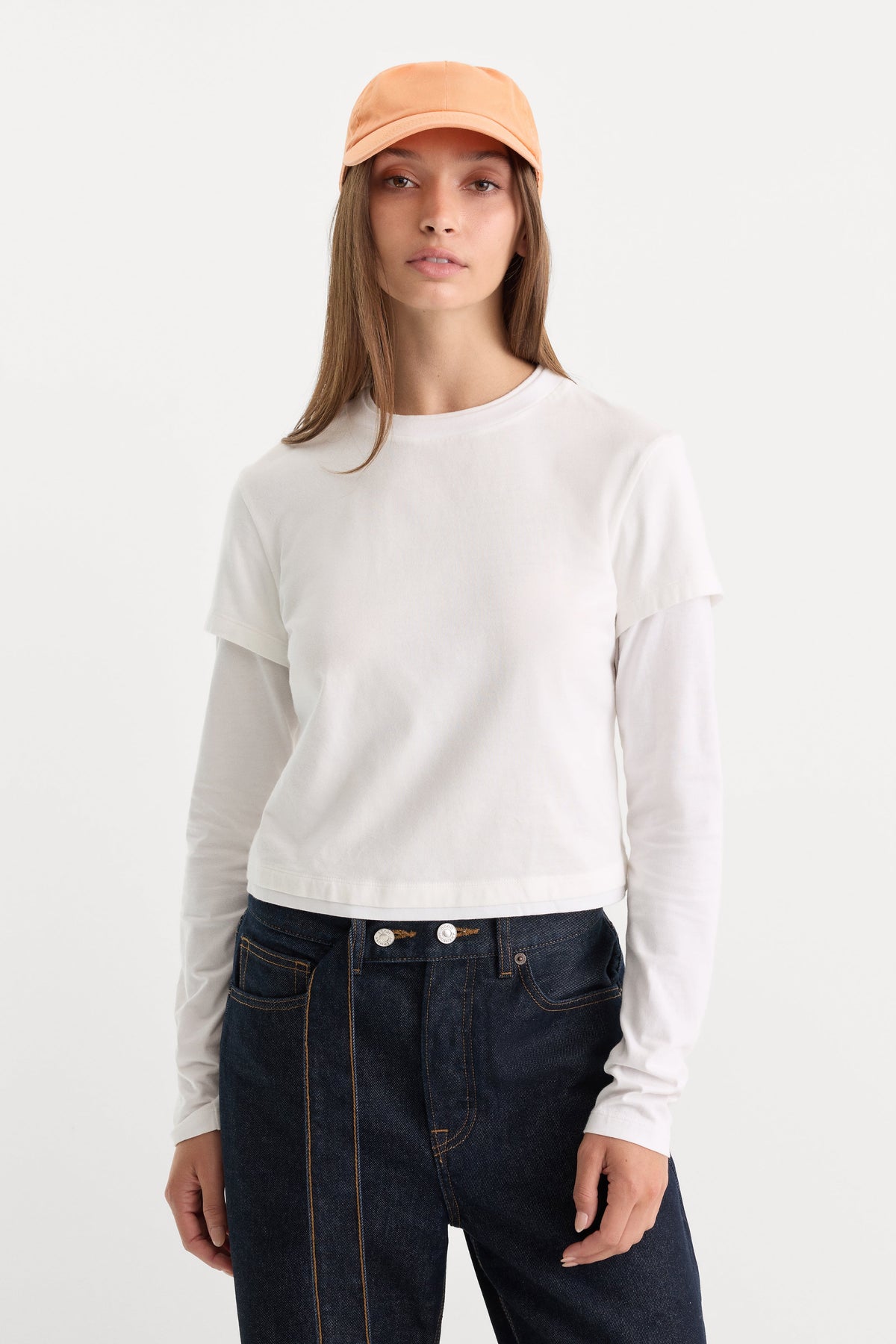 Luxury THE COMBO LAYERED TEE CHALK WITH CHALK