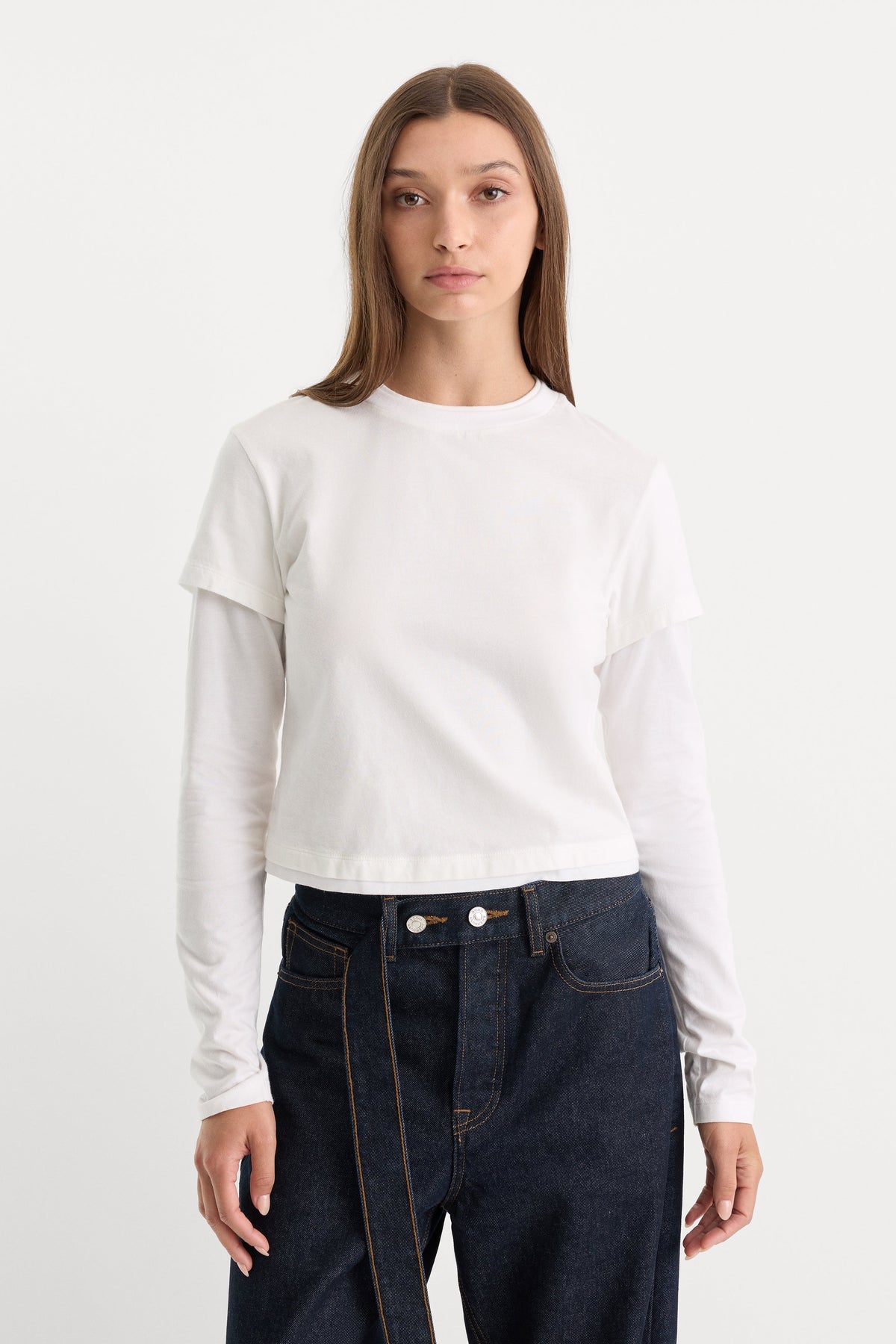 Luxury THE COMBO LAYERED TEE CHALK WITH CHALK