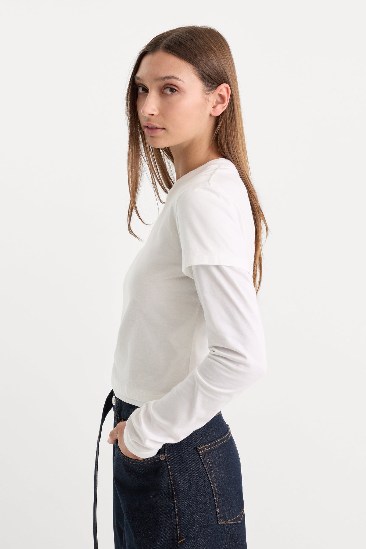 Luxury THE COMBO LAYERED TEE CHALK WITH CHALK