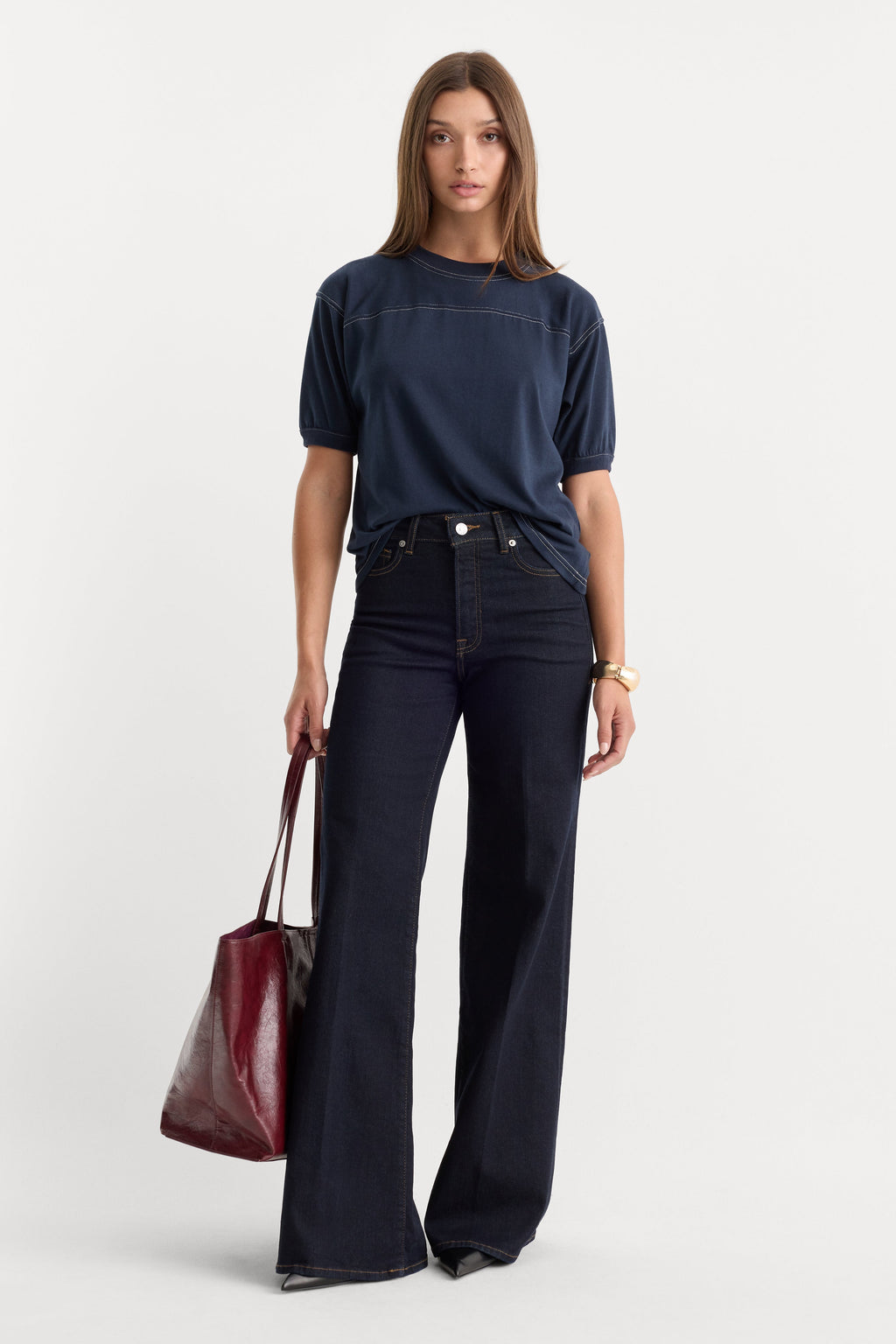 Luxury GOOD WAIST PALAZZO JEANS RINSE