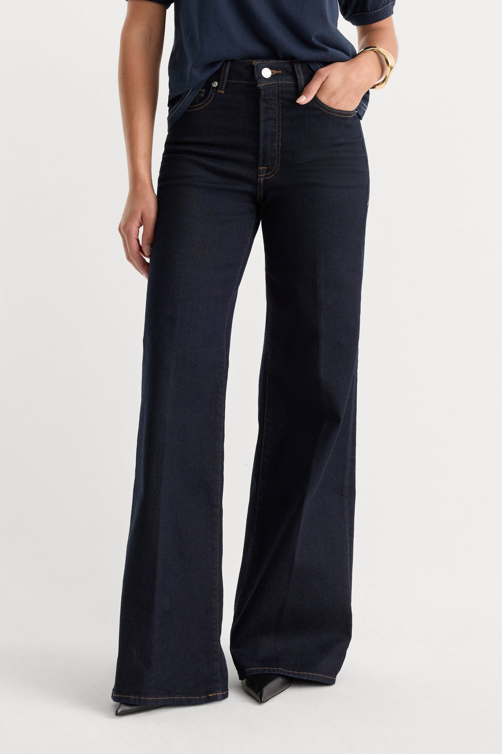 Luxury GOOD WAIST PALAZZO JEANS RINSE