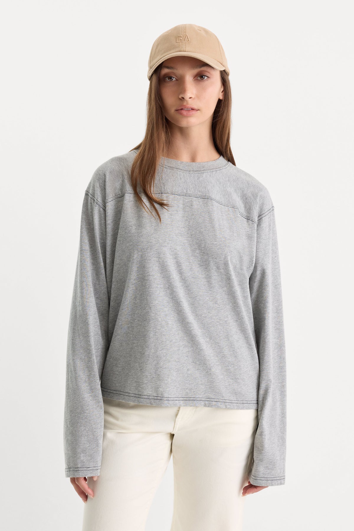 Luxury THE LONG SLEEVE GYM TEE GREY MELANGE