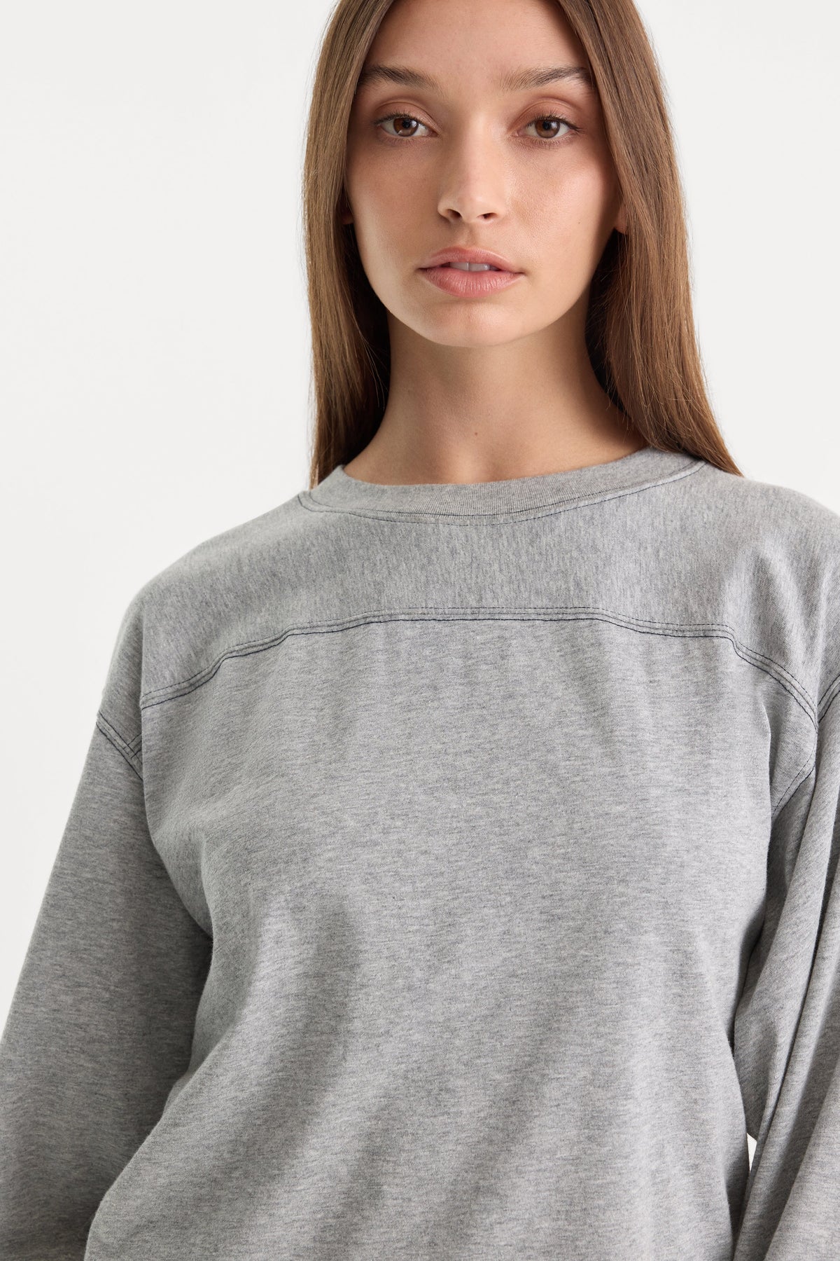 Luxury THE LONG SLEEVE GYM TEE GREY MELANGE