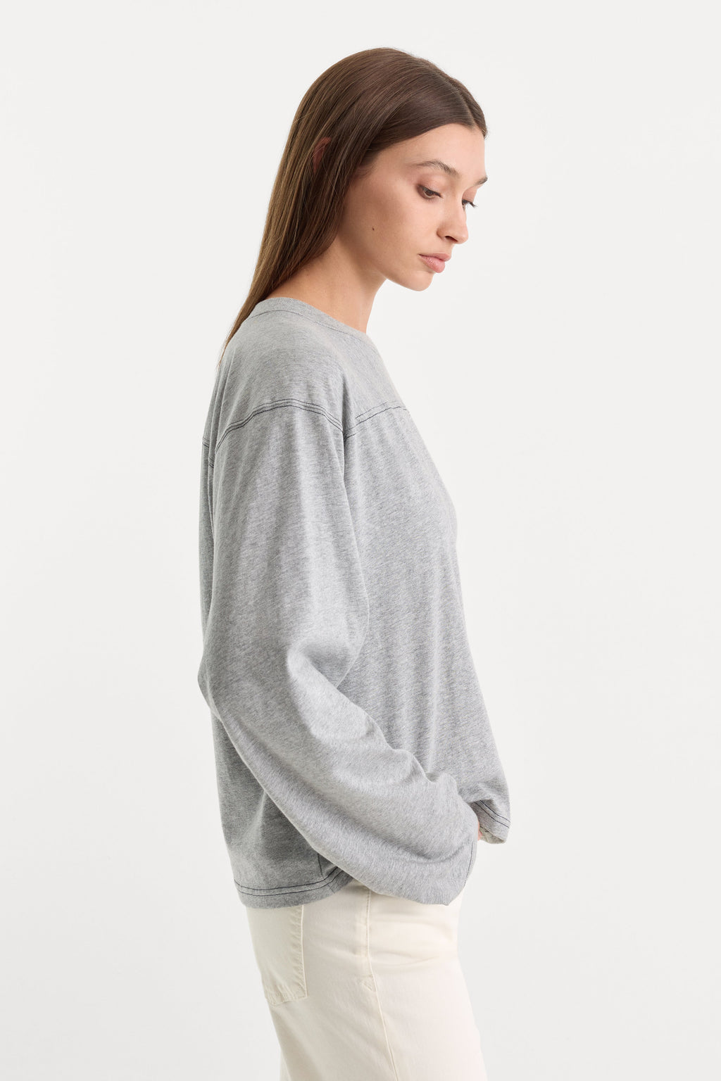 Luxury THE LONG SLEEVE GYM TEE GREY MELANGE