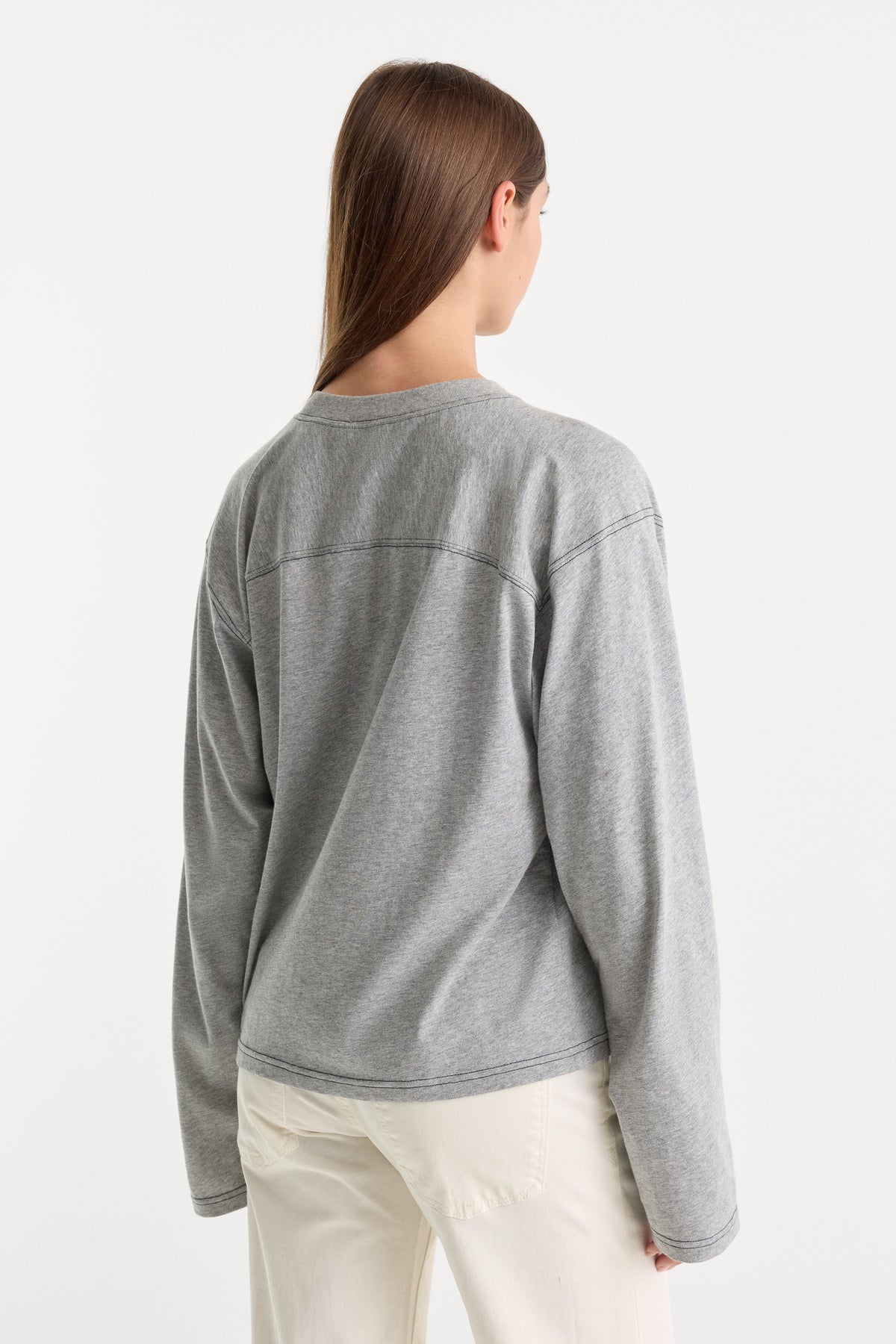 Luxury THE LONG SLEEVE GYM TEE GREY MELANGE