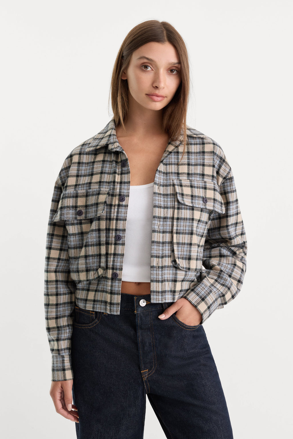 Luxury THE PATCH POCKET SHIRT TAN PLAID
