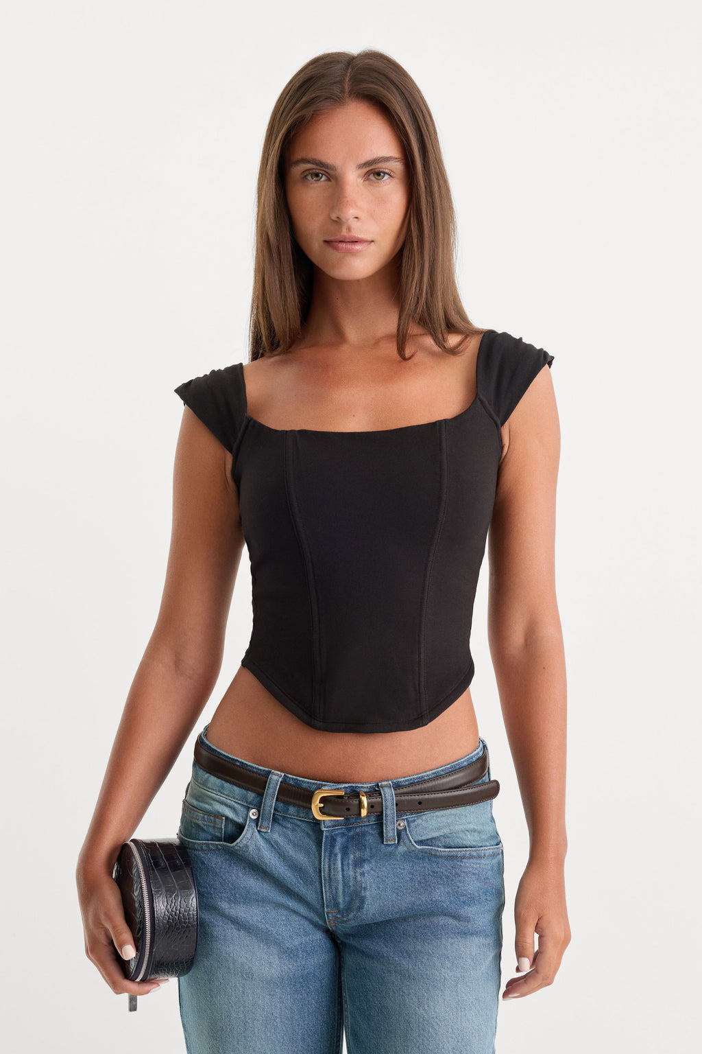Luxury DOLLY SUPER STRETCH CORSET TOP BLACK001