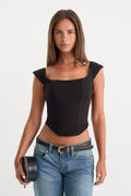 Luxury DOLLY SUPER STRETCH CORSET TOP BLACK001