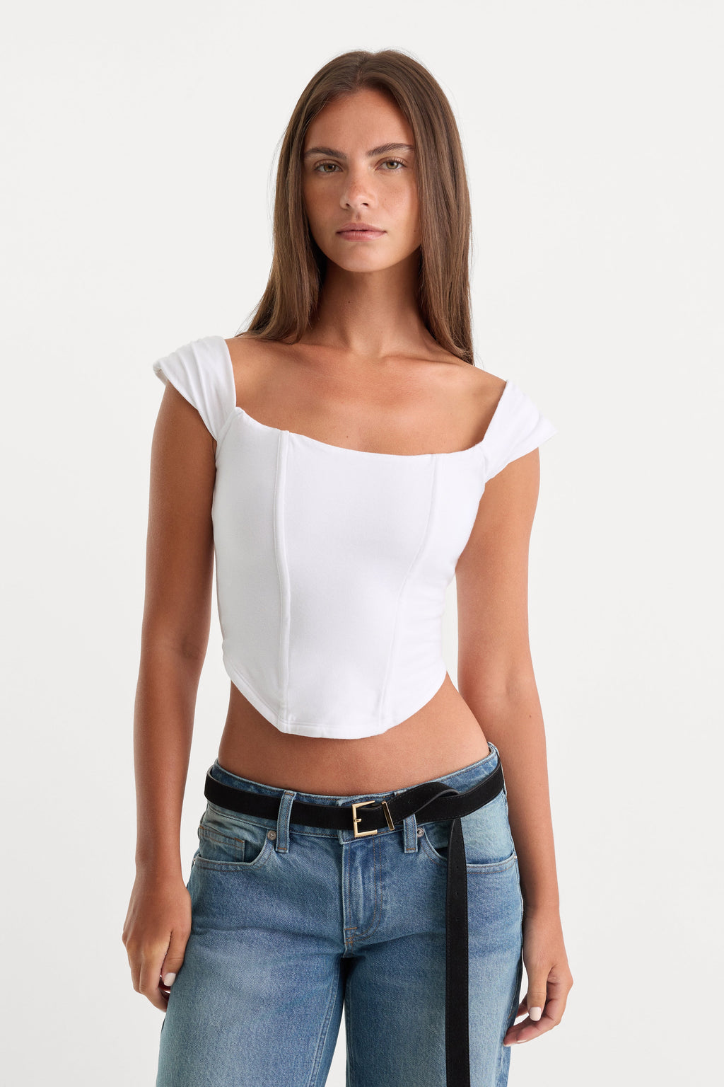 Luxury DOLLY SUPER STRETCH CORSET TOP WHITE001
