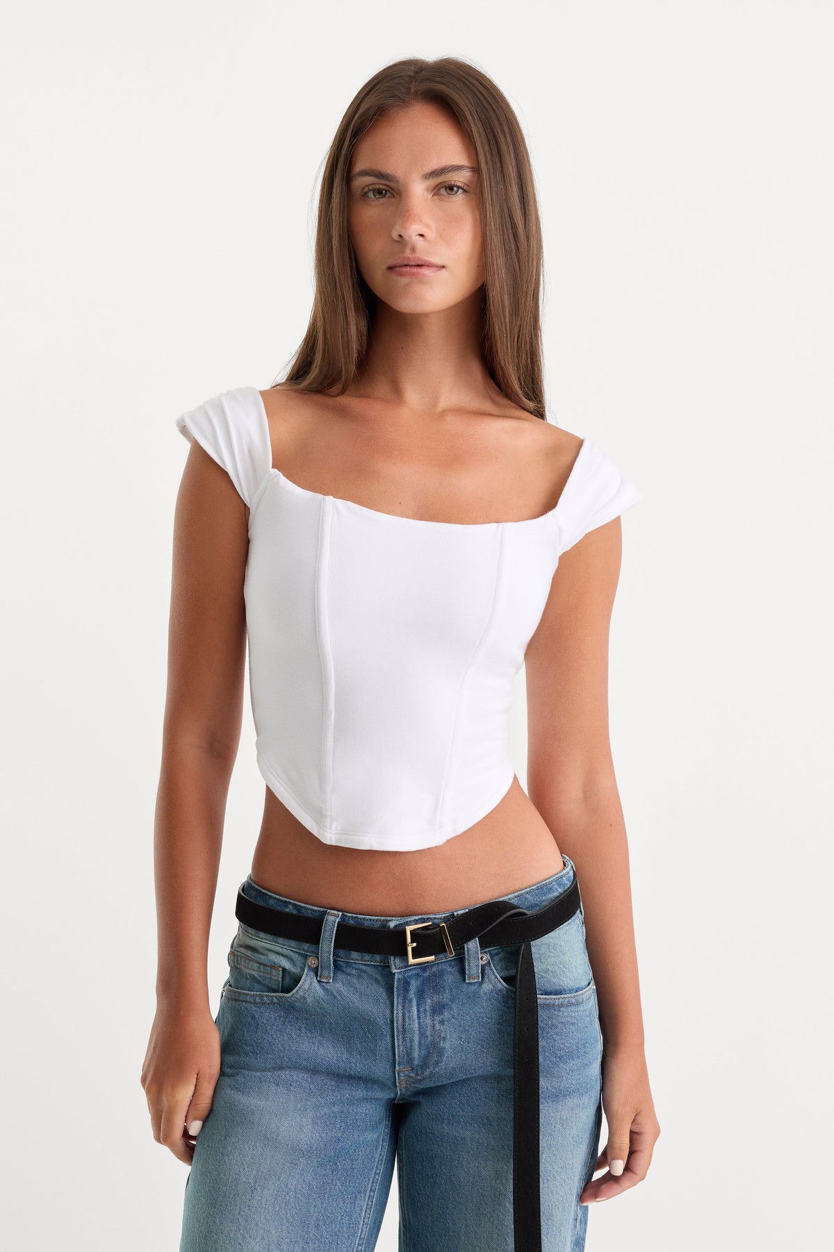 Luxury DOLLY SUPER STRETCH CORSET TOP WHITE001