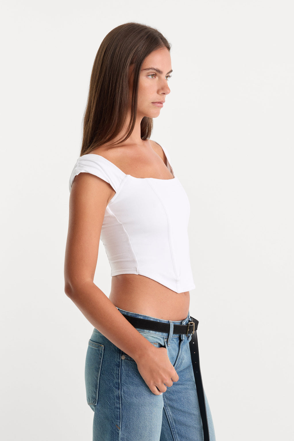 Luxury DOLLY SUPER STRETCH CORSET TOP WHITE001