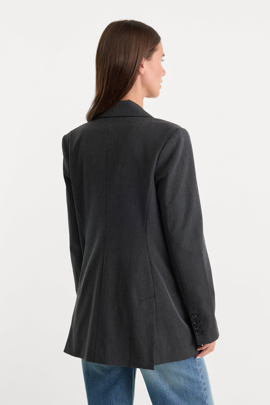 Luxury ESSENTIAL SUITING OVERSIZED DOUBLE BREASTED BLAZER DARK HEATHER GRAY