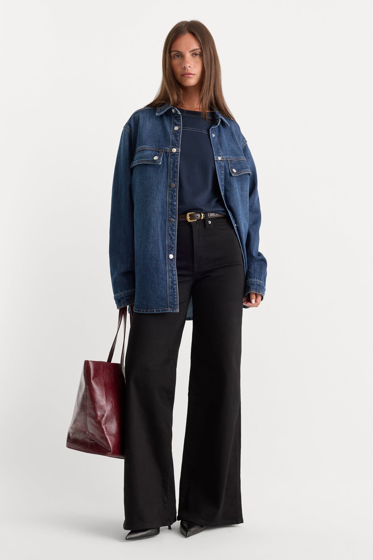 Luxury NEVER FADE GOOD WAIST PALAZZO JEANS BLACK